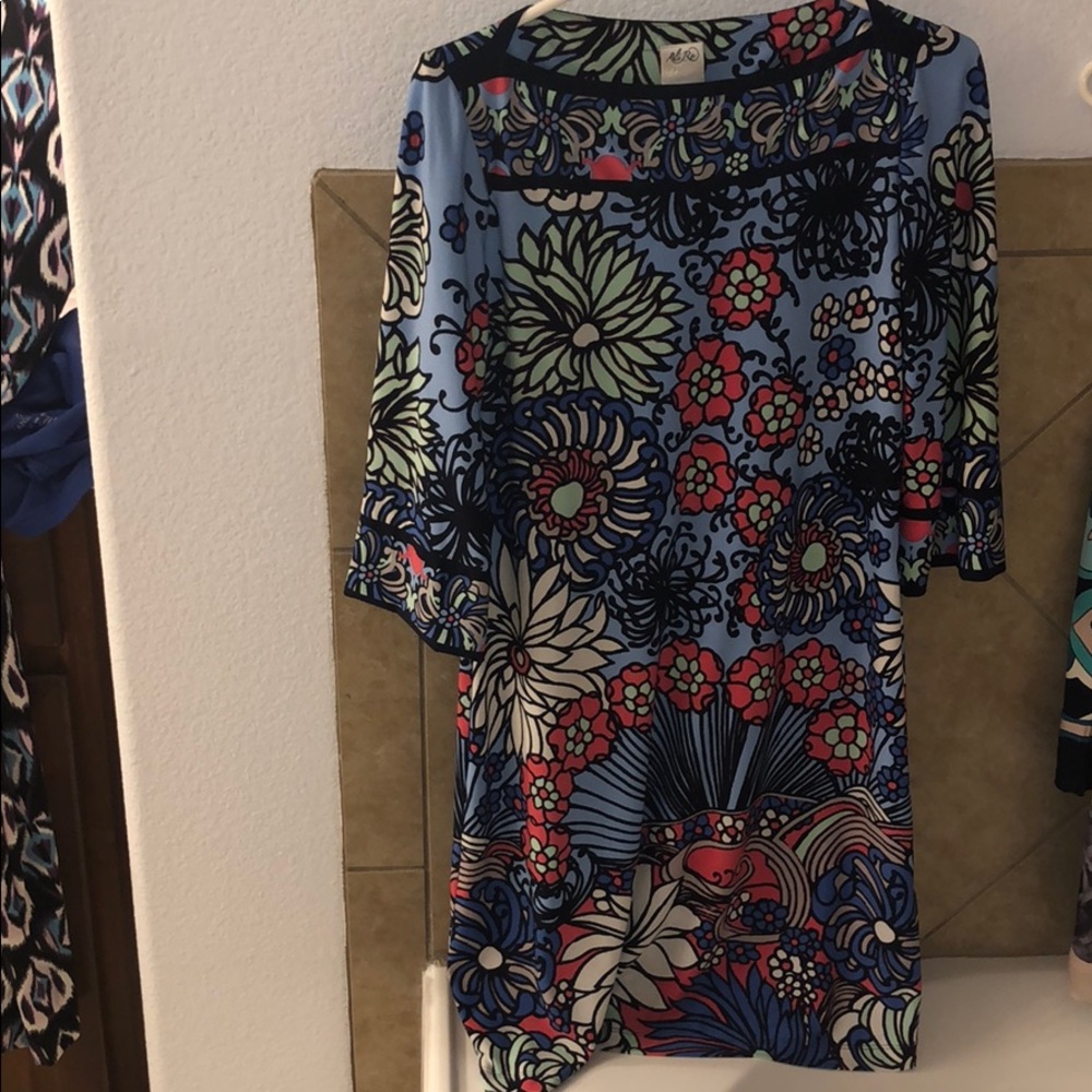 Ali Ro Floral Blue/White/Orange Dress